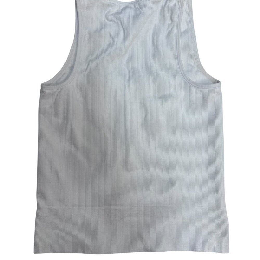 EUC Athleta White Ribbed Seamless Tank Top โ Size M - Picture 3 of 4